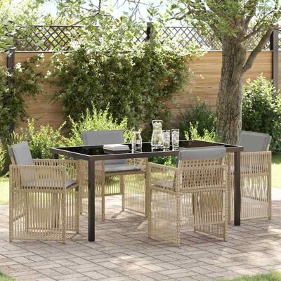 vidaXL Garten Essgruppe 5 pcs Beige Pulverbeschichteter Stahl vidaXL Garten Essgruppe 5 pcs Beige Pulverbeschichteter Stahl