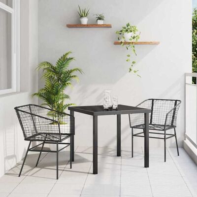 Vidaxl Garten Esstisch-Set - Schwarz Poliratán - Modernes Outdoor-Mobiliar Vidaxl Garten Esstisch-Set - Schwarz Poliratán - Modernes Outdoor-Mobiliar