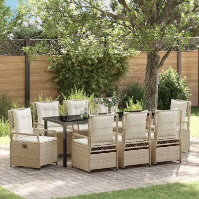 vidaXL Garten Essgruppe 9 pcs Beige und Cremeweiß Poly-Rattan vidaXL Garten Essgruppe 9 pcs Beige und Cremeweiß Poly-Rattan