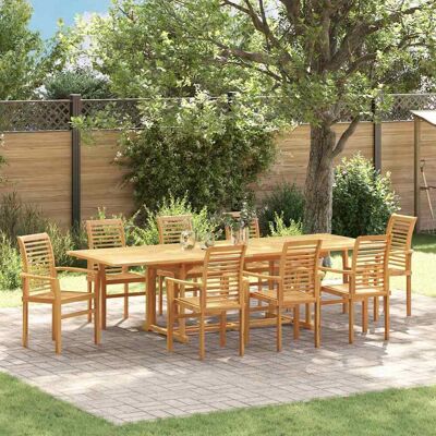 vidaXL Garten Essgruppe 9 pcs Braun Massivholz Teak vidaXL Garten Essgruppe 9 pcs Braun Massivholz Teak