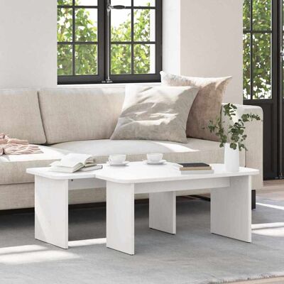 vidaXL Couchtisch 2 pcs Weiß Massivholz Kiefer vidaXL Couchtisch 2 pcs Weiß Massivholz Kiefer