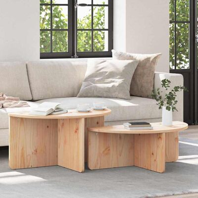vidaXL Couchtisch 2 pcs Natur Massivholz Kiefer vidaXL Couchtisch 2 pcs Natur Massivholz Kiefer
