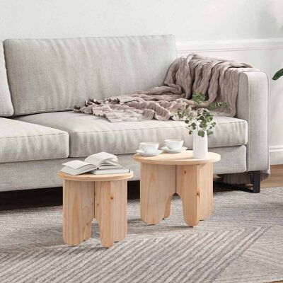 vidaXL Couchtisch 2 pcs Natur Massivholz Kiefer vidaXL Couchtisch 2 pcs Natur Massivholz Kiefer