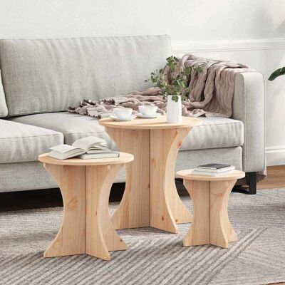 vidaXL Couchtisch 3 pcs Natur vidaXL Couchtisch 3 pcs Natur