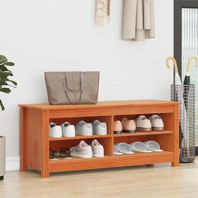 vidaXL Sitzbank mit Stauraum mit Regal Wachsbraun 110 x 38 x 45,5 cm vidaXL Sitzbank mit Stauraum mit Regal Wachsbraun 110 x 38 x 45,5 cm