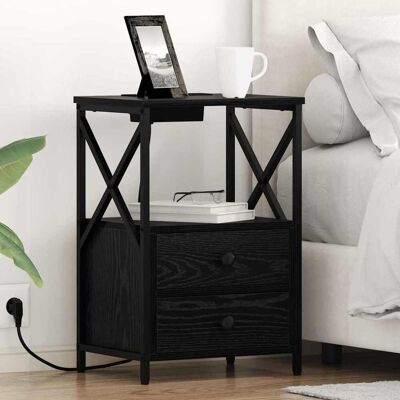 vidaXL Nachttisch 2 stk. Schwarz Eichen-Optik 40 x 31 x 60 cm vidaXL Nachttisch 2 stk. Schwarz Eichen-Optik 40 x 31 x 60 cm