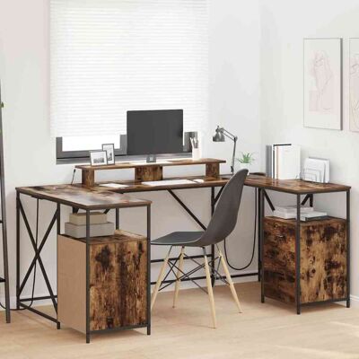 vidaXL Schreibtisch Geräucherte Eiche Holzwerkstoff vidaXL Schreibtisch Geräucherte Eiche Holzwerkstoff