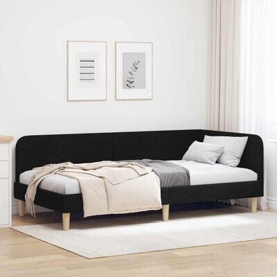 vidaXL Eckbettgestell Schwarz 90 x 190 cm Stoff vidaXL Eckbettgestell Schwarz 90 x 190 cm Stoff