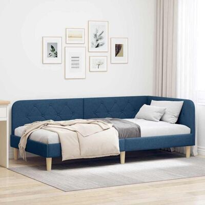 vidaXL Eckbettgestell Blau 100 x 200 cm Stoff vidaXL Eckbettgestell Blau 100 x 200 cm Stoff