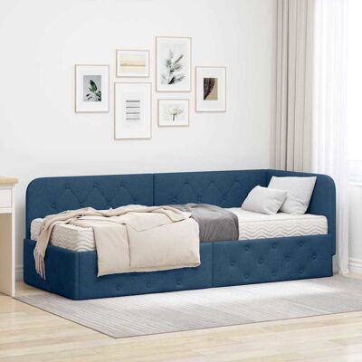 vidaXL Eckbettgestell Blau 80 x 200 cm Stoff vidaXL Eckbettgestell Blau 80 x 200 cm Stoff