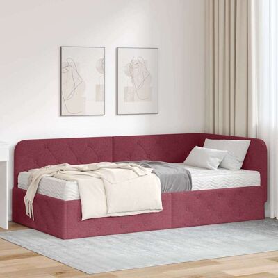 vidaXL Eckbettgestell Weinrot 90 x 190 cm Stoff vidaXL Eckbettgestell Weinrot 90 x 190 cm Stoff