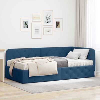 vidaXL Eckbettgestell Blau 90 x 190 cm Stoff vidaXL Eckbettgestell Blau 90 x 190 cm Stoff