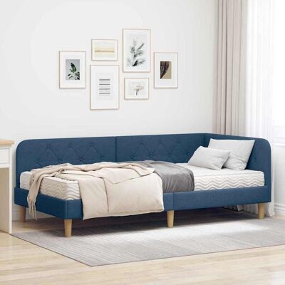 vidaXL Eckbettgestell Blau 100 x 200 cm Stoff vidaXL Eckbettgestell Blau 100 x 200 cm Stoff