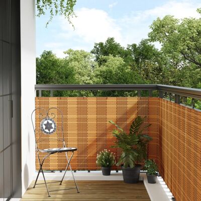 vidaXL Balkon-Sichtschutz Hellbraun 400x100 cm Poly Rattan vidaXL Balkon-Sichtschutz Hellbraun 400x100 cm Poly Rattan