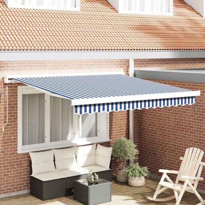 vidaXL Ausziehbare Markise Blau und Weiß 300 x 250 cm vidaXL Ausziehbare Markise Blau und Weiß 300 x 250 cm