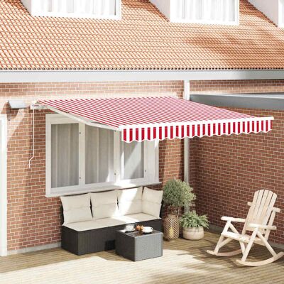vidaXL Ausziehbare Markise Rot und Weiß 300 x 250 cm vidaXL Ausziehbare Markise Rot und Weiß 300 x 250 cm