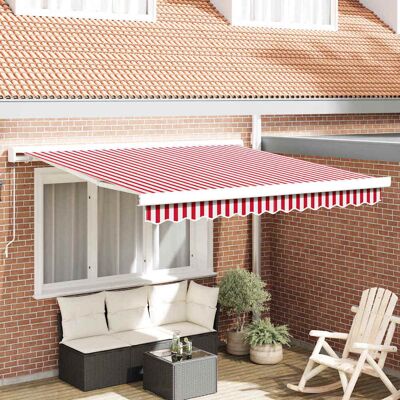 vidaXL Ausziehbare Markise Rot und Weiß 300 x 250 cm vidaXL Ausziehbare Markise Rot und Weiß 300 x 250 cm