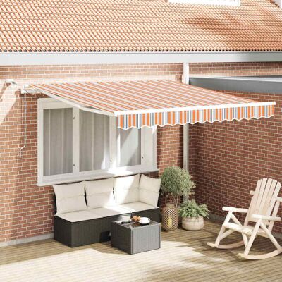 vidaXL Ausziehbare Markise Mehrfarbig 300 x 250 cm Polyester vidaXL Ausziehbare Markise Mehrfarbig 300 x 250 cm Polyester