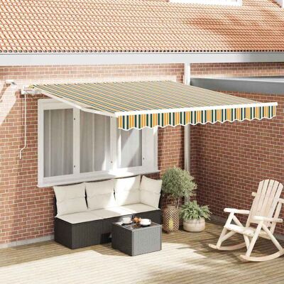 vidaXL Ausziehbare Markise Grün und Gelb 300 x 250 cm Polyester vidaXL Ausziehbare Markise Grün und Gelb 300 x 250 cm Polyester