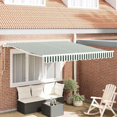 vidaXL Ausziehbare Markise Grün und Weiß 300 x 250 cm vidaXL Ausziehbare Markise Grün und Weiß 300 x 250 cm