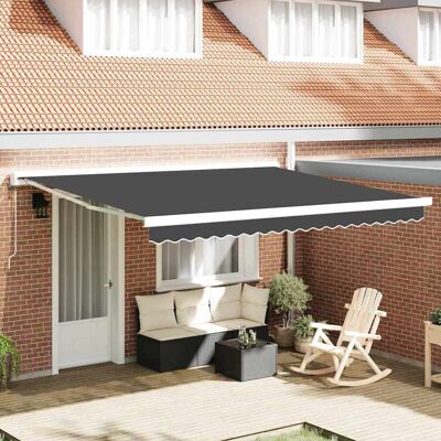 vidaXL Ausziehbare Markise Anthrazit 350 x 250 cm Leinen und Aluminium vidaXL Ausziehbare Markise Anthrazit 350 x 250 cm Leinen und Aluminium