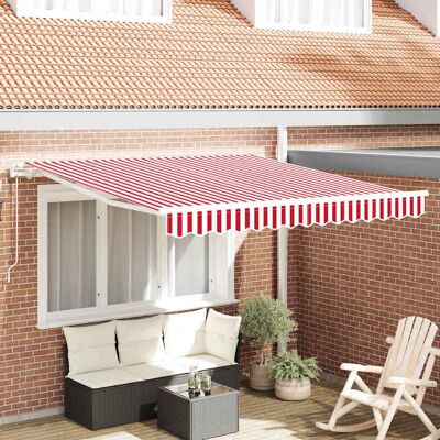 vidaXL Ausziehbare Markise Rot und Weiß 350 x 250 cm vidaXL Ausziehbare Markise Rot und Weiß 350 x 250 cm