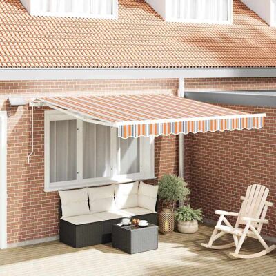 vidaXL Ausziehbare Markise Mehrfarbig 350 x 250 cm Stoff und Aluminium vidaXL Ausziehbare Markise Mehrfarbig 350 x 250 cm Stoff und Aluminium