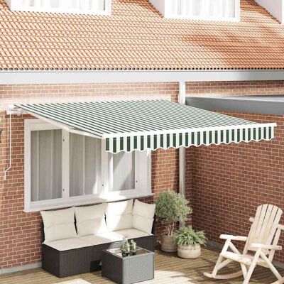 vidaXL Ausziehbare Markise Grün und Weiß 350 x 250 cm vidaXL Ausziehbare Markise Grün und Weiß 350 x 250 cm