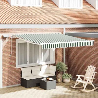 vidaXL Ausziehbare Markise Grün und Weiß 350 x 250 cm vidaXL Ausziehbare Markise Grün und Weiß 350 x 250 cm