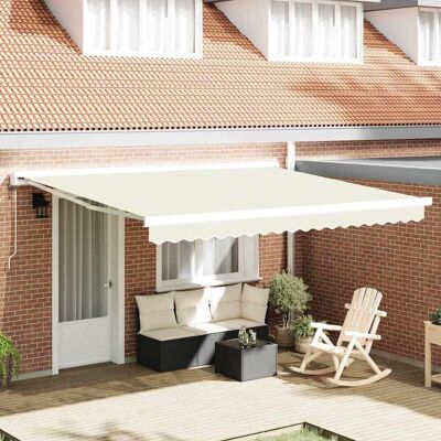 vidaXL Ausziehbare Markise Creme 400 x 300 cm Leinen und Aluminium vidaXL Ausziehbare Markise Creme 400 x 300 cm Leinen und Aluminium
