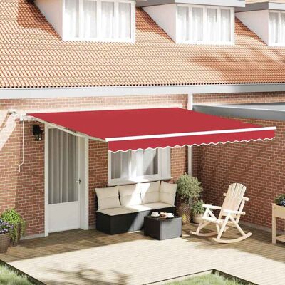 vidaXL Ausziehbare Markise Rot 400 x 300 cm Polyester vidaXL Ausziehbare Markise Rot 400 x 300 cm Polyester