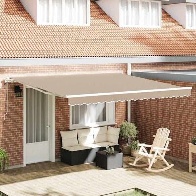 vidaXL Ausziehbare Markise Beige 400 x 350 cm Stoff und Aluminium vidaXL Ausziehbare Markise Beige 400 x 350 cm Stoff und Aluminium