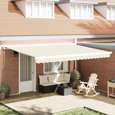 vidaXL Ausziehbare Markise Creme 450 x 300 cm Leinen und Aluminium vidaXL Ausziehbare Markise Creme 450 x 300 cm Leinen und Aluminium