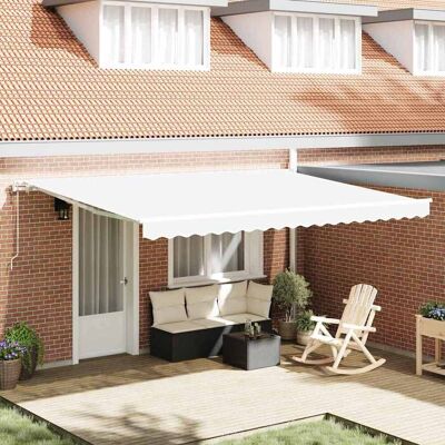 vidaXL Ausziehbare Markise Weiß 450 x 300 cm Stoff und Aluminium vidaXL Ausziehbare Markise Weiß 450 x 300 cm Stoff und Aluminium