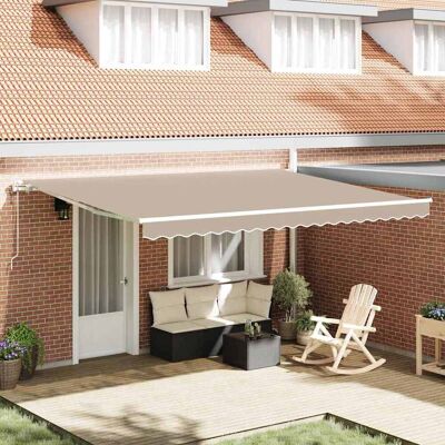 vidaXL Ausziehbare Markise Beige 450 x 350 cm Stoff und Aluminium vidaXL Ausziehbare Markise Beige 450 x 350 cm Stoff und Aluminium