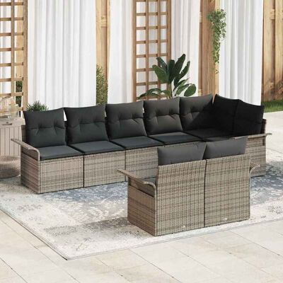 vidaXL Gartensofa-set mit Speicher 8 pcs Grau Poly-Rattan vidaXL Gartensofa-set mit Speicher 8 pcs Grau Poly-Rattan