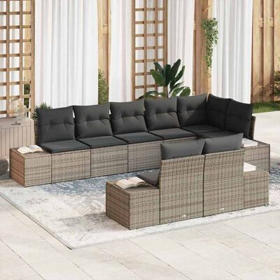 vidaXL Gartensofa-set mit Speicher 8 pcs Grau Poly Rattan vidaXL Gartensofa-set mit Speicher 8 pcs Grau Poly Rattan