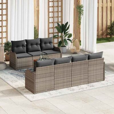 vidaXL Gartensofa-set mit Speicher 8 pcs Grau Poly-Rattan vidaXL Gartensofa-set mit Speicher 8 pcs Grau Poly-Rattan