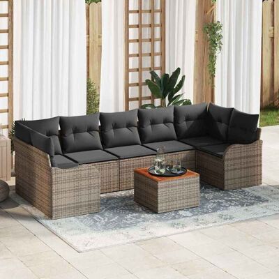 vidaXL Gartensofa-set mit Speicher 8 pcs Grau Poly-Rattan vidaXL Gartensofa-set mit Speicher 8 pcs Grau Poly-Rattan