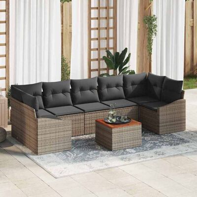 vidaXL Gartensofa-set mit Speicher 8 pcs Grau Poly-Rattan vidaXL Gartensofa-set mit Speicher 8 pcs Grau Poly-Rattan