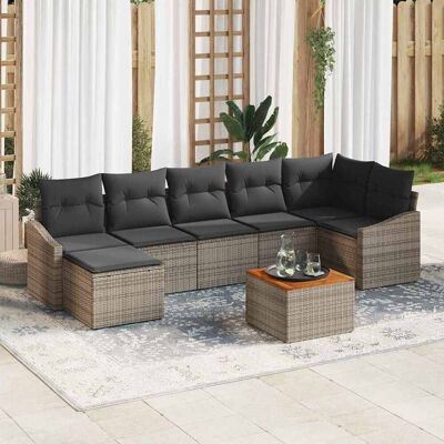 vidaXL Gartensofa-set mit Speicher 8 pcs Grau Poly-Rattan vidaXL Gartensofa-set mit Speicher 8 pcs Grau Poly-Rattan