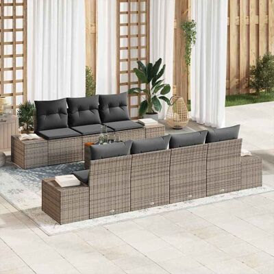 vidaXL Gartensofa-set mit Speicher 8 pcs Grau Poly-Rattan vidaXL Gartensofa-set mit Speicher 8 pcs Grau Poly-Rattan