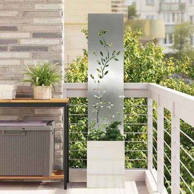 vidaXL Garten Sichtschutz-Leinwand Floral Silber 32 x 32 x 150 cm vidaXL Garten Sichtschutz-Leinwand Floral Silber 32 x 32 x 150 cm