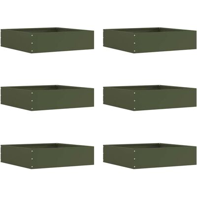 vidaXL Raseneinfassung 6 pcs Olive Grün 50 x 50 x 13 cm Stahl vidaXL Raseneinfassung 6 pcs Olive Grün 50 x 50 x 13 cm Stahl