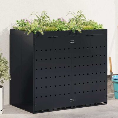 vidaXL Wagenmüllbehälter für 2 Behälter Schwarz 136 x 77,5 x 121,5 cm vidaXL Wagenmüllbehälter für 2 Behälter Schwarz 136 x 77,5 x 121,5 cm