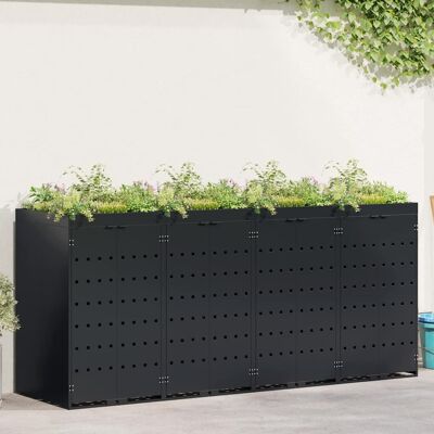 vidaXL Wagenmüllbehälter für 4 Behälter Schwarz 272 x 77,5 x 121,5 cm vidaXL Wagenmüllbehälter für 4 Behälter Schwarz 272 x 77,5 x 121,5 cm
