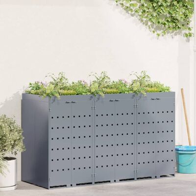 vidaXL Wagenmüllbehälter für 3 Behälter Hellgrau 204 x 77,5 x 121,5 cm vidaXL Wagenmüllbehälter für 3 Behälter Hellgrau 204 x 77,5 x 121,5 cm