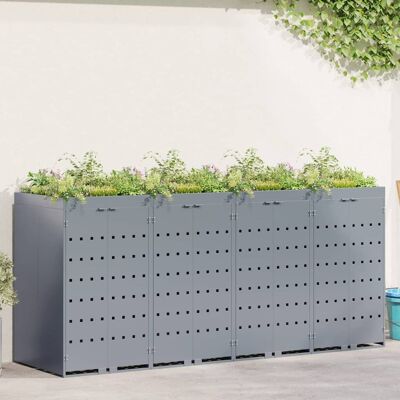 vidaXL Wagenmüllbehälter für 4 Behälter Hellgrau 272 x 77,5 x 121,5 cm vidaXL Wagenmüllbehälter für 4 Behälter Hellgrau 272 x 77,5 x 121,5 cm