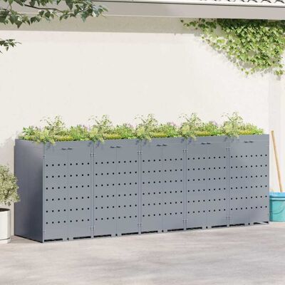 vidaXL Wagenmüllbehälter für 5 Behälter Hellgrau 340 x 77,5 x 121,5 cm vidaXL Wagenmüllbehälter für 5 Behälter Hellgrau 340 x 77,5 x 121,5 cm