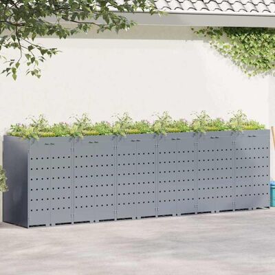 vidaXL Wagenmüllbehälter für 6 Behälter Hellgrau 408 x 77,5 x 121,5 cm vidaXL Wagenmüllbehälter für 6 Behälter Hellgrau 408 x 77,5 x 121,5 cm